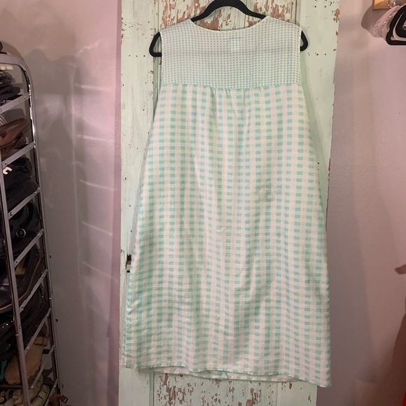 Women’s cute vintage teal & white gingham nightgown - Picture 2 of 5